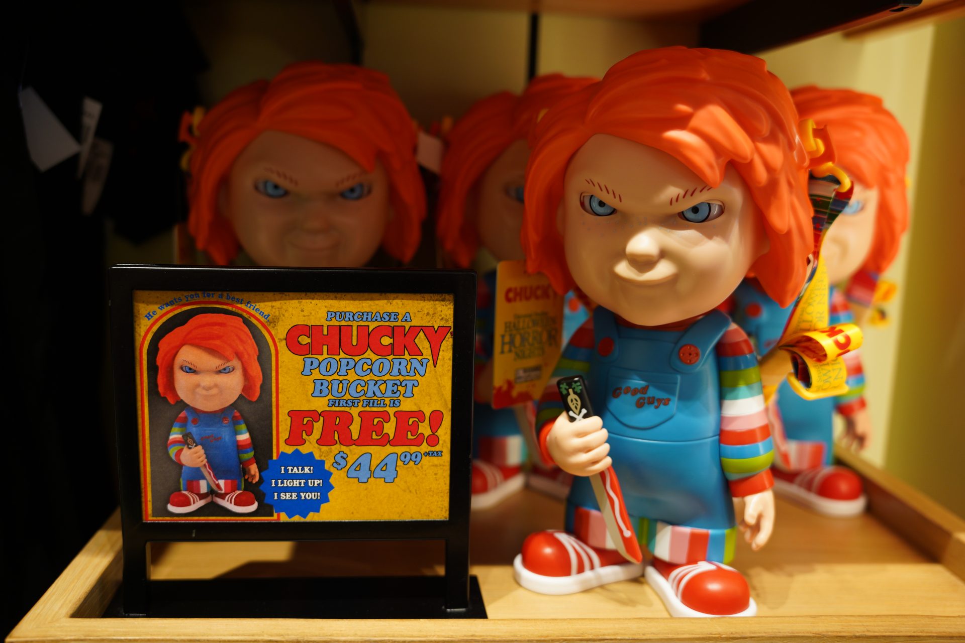 Interactive Chucky Popcorn Bucket available at Universal Orlando